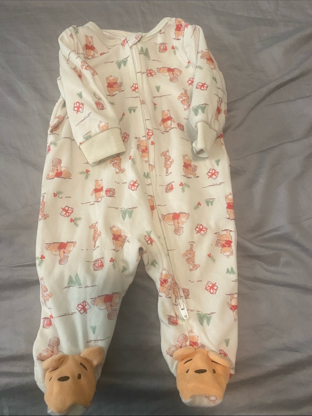 Disney Cream Winnie the Pooh Footed One-Piece Pajamas